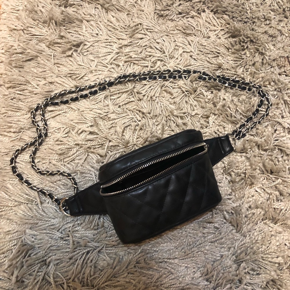 Black Cross body chained fanny pack